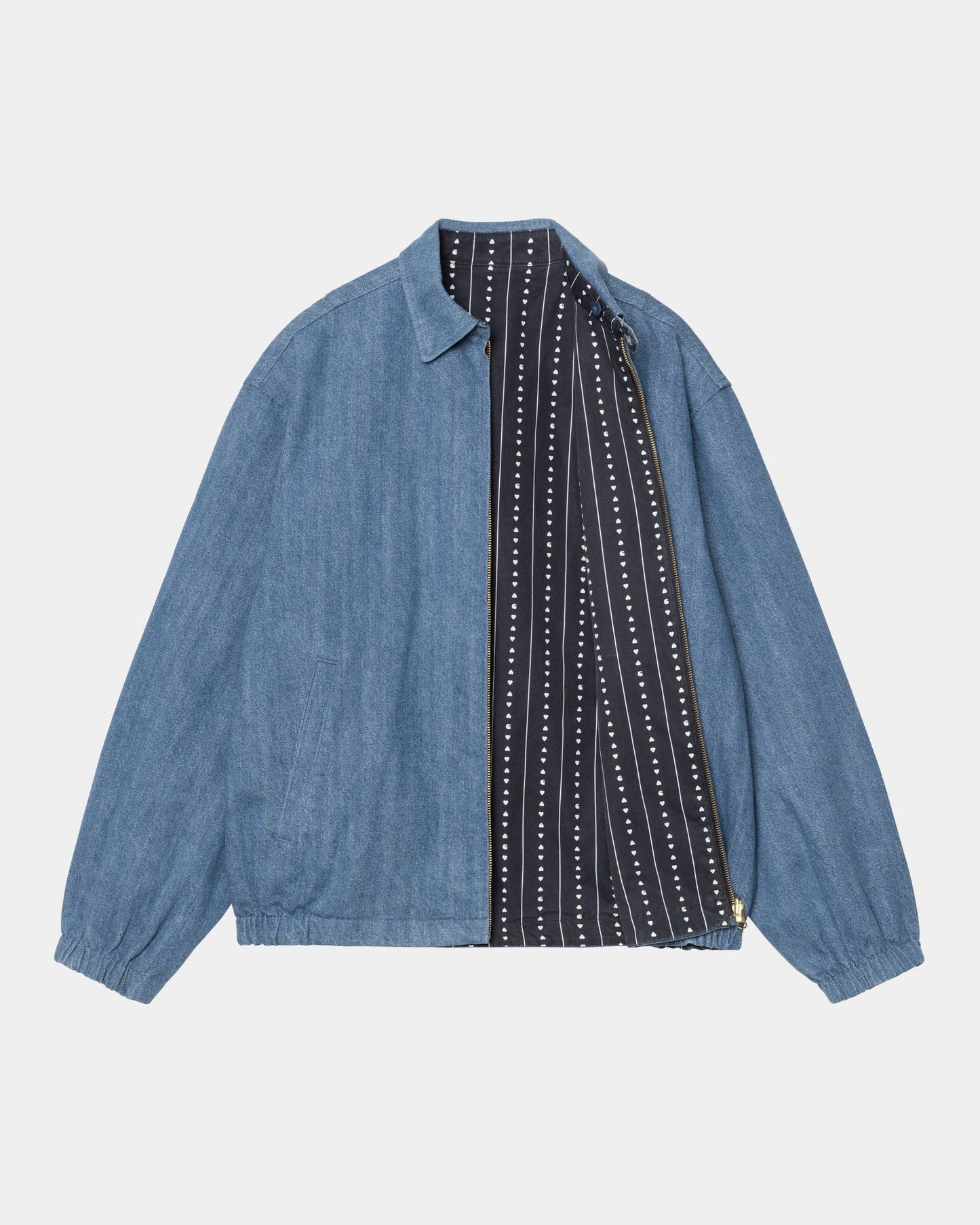 Hudson Reversible Jacket | Blue (stone washed) / Heart Pinstripe
