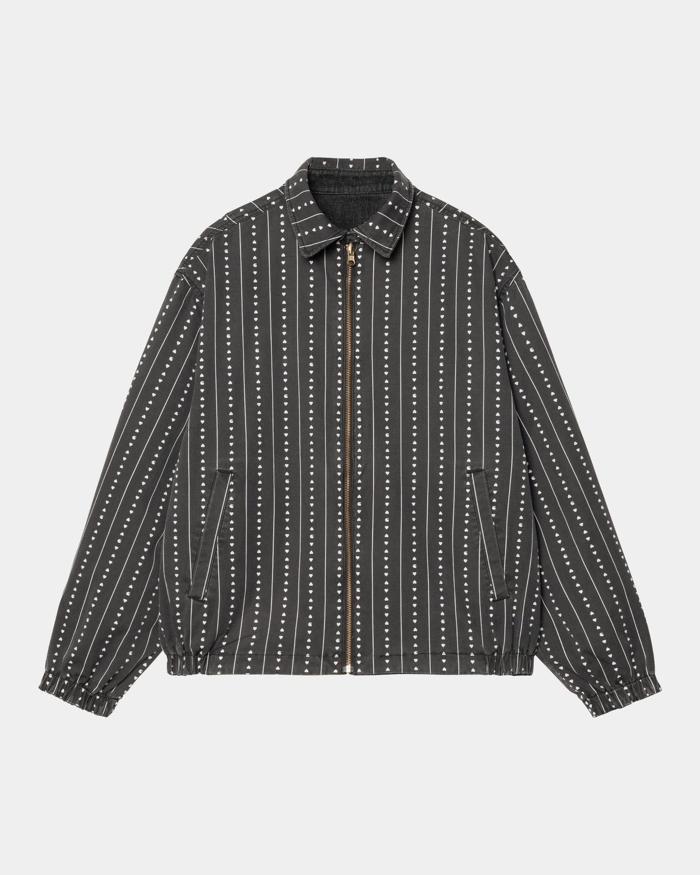 Hudson Reversible Jacket | Black (stone washed) / Heart Pinstripe