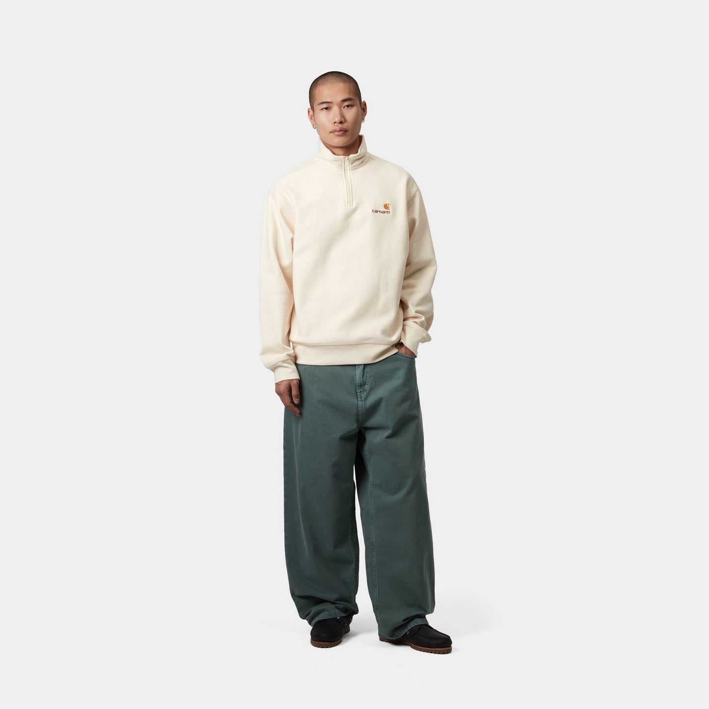 Half Zip American Script Sweatshirt | Natural