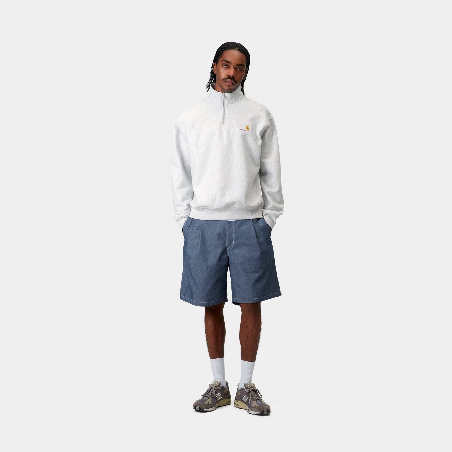 Half Zip American Script Sweatshirt | Ash Heather