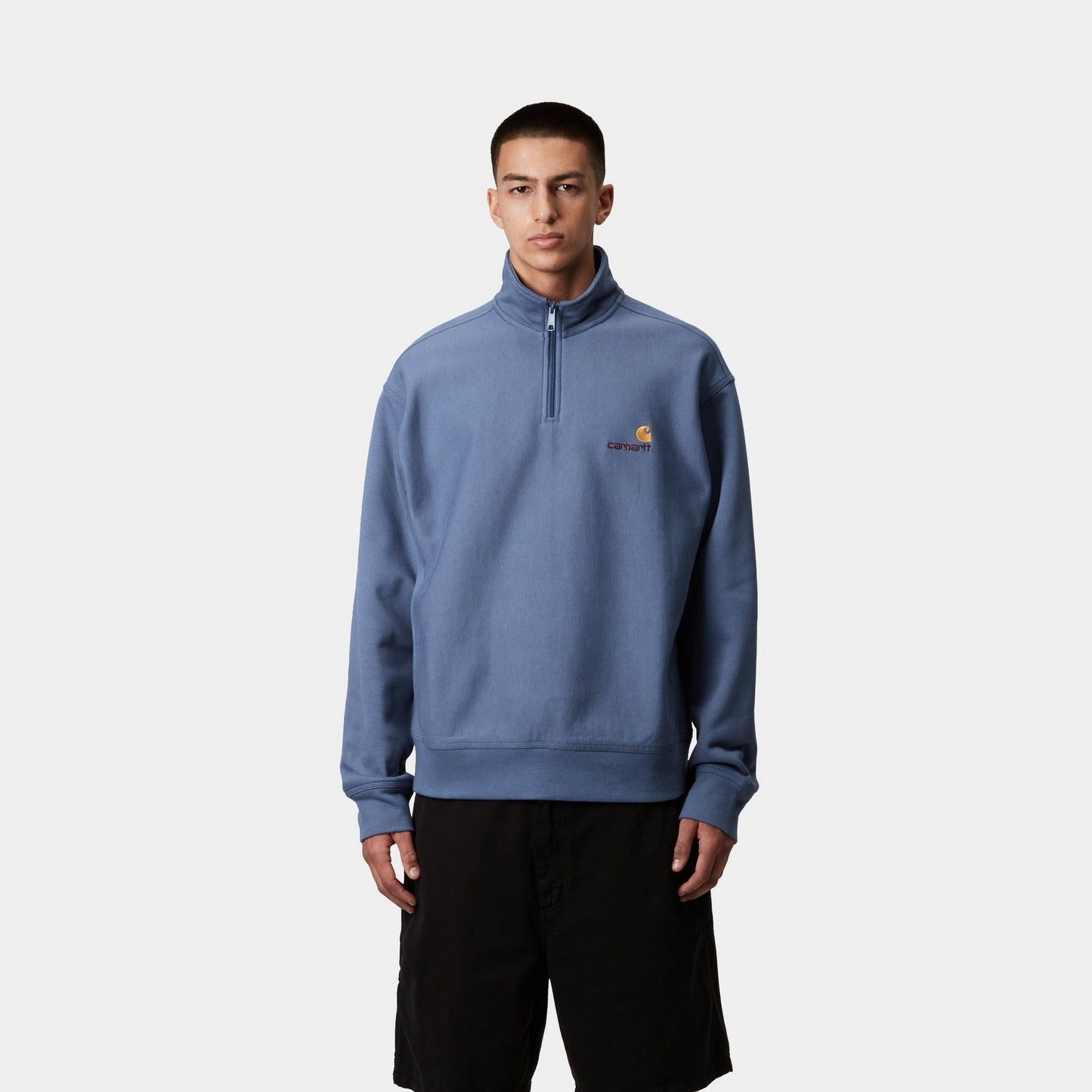 Half Zip American Script Sweatshirt | Blue Iris