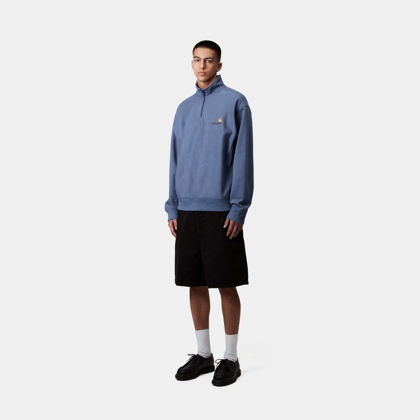 Half Zip American Script Sweatshirt | Blue Iris