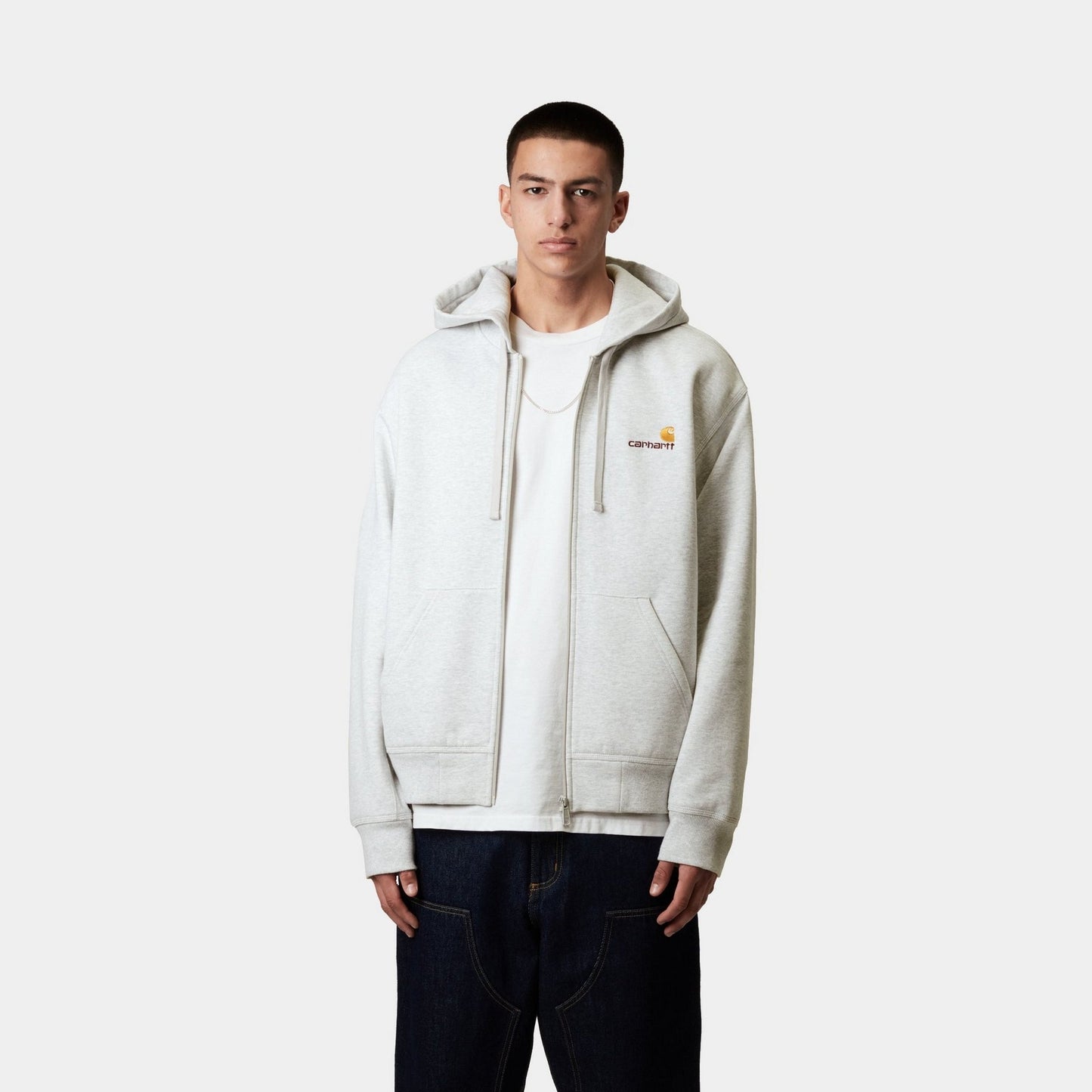 Hooded American Script Jacket | Ash Heather