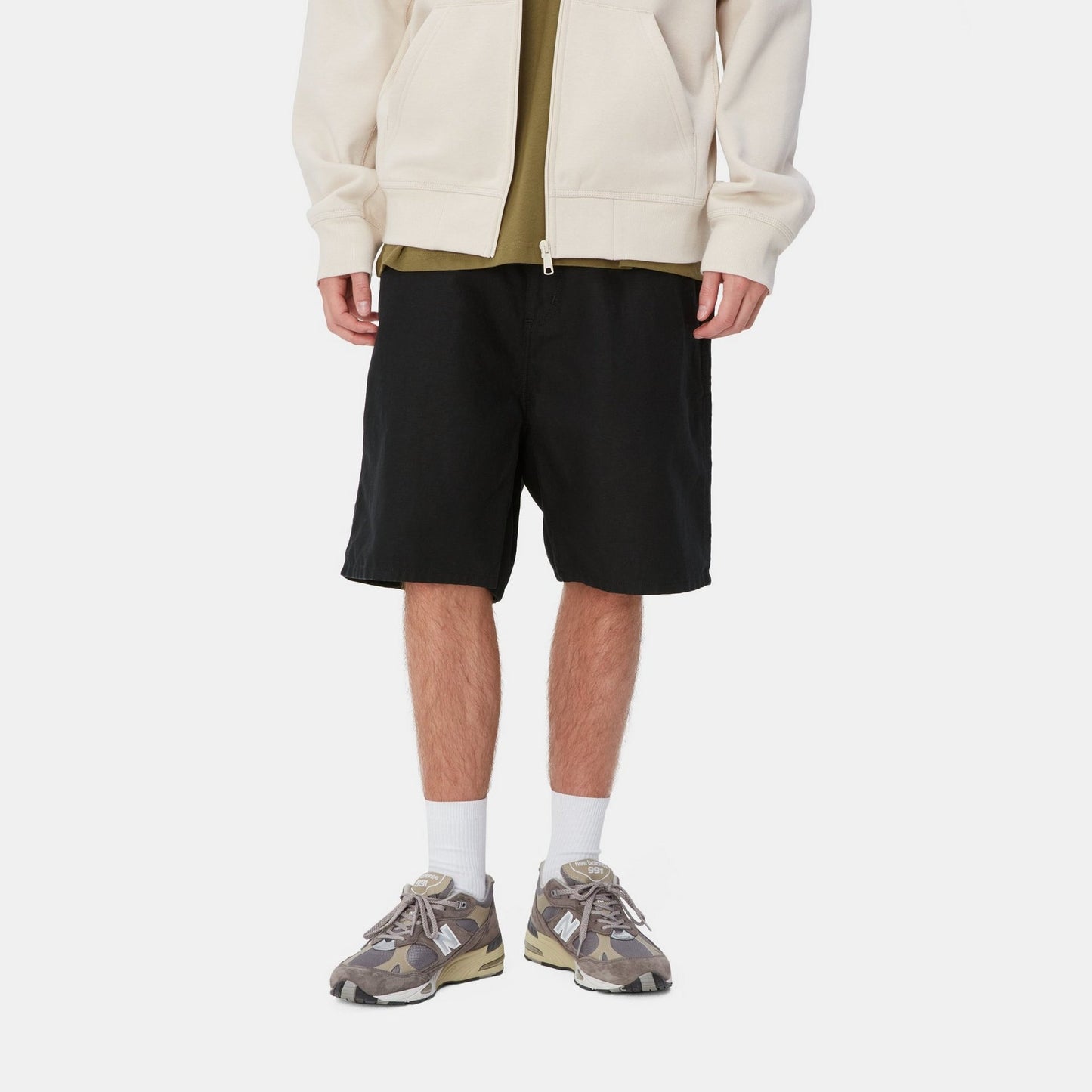 Walter Linen Single Knee Short | Black