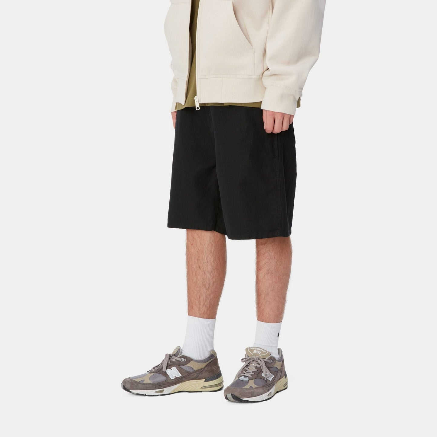 Walter Linen Single Knee Short | Black