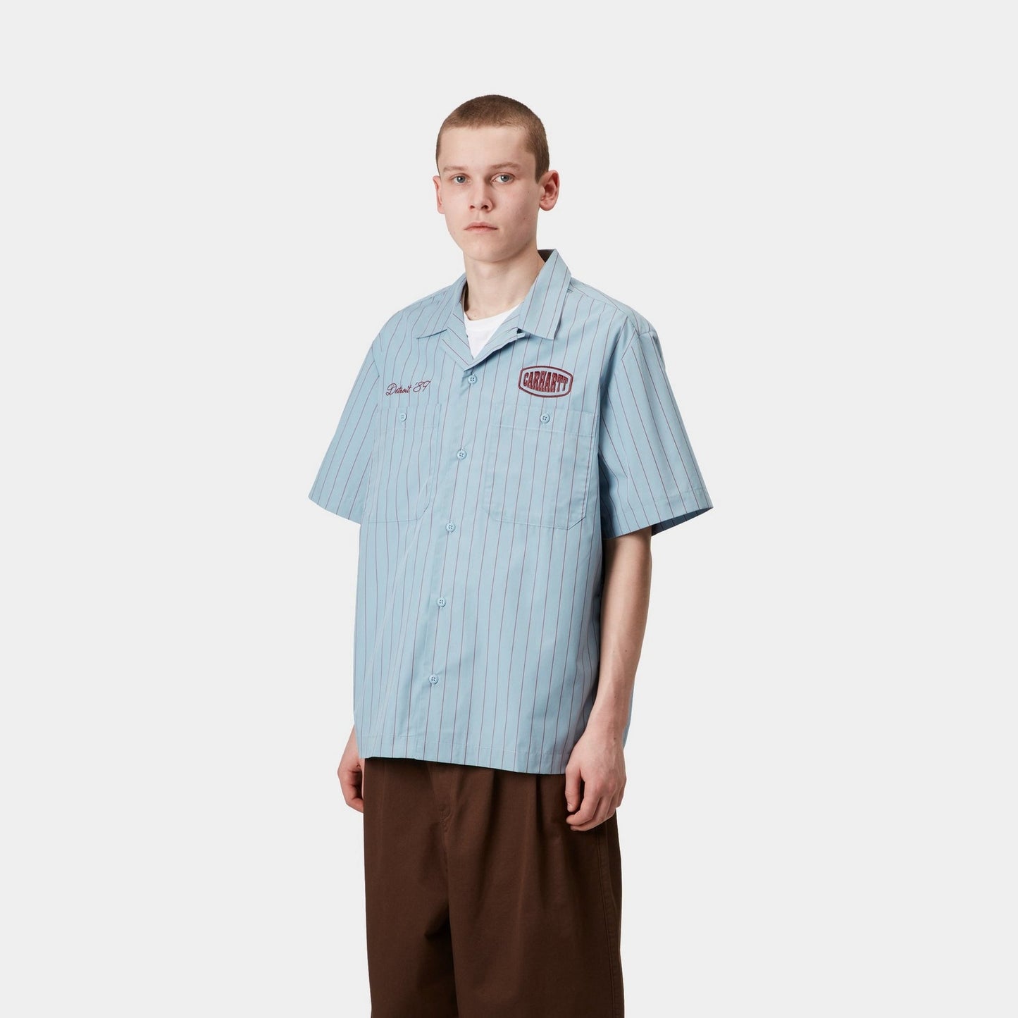 Hendry Shirt | Frosted Blue / Mulberry Seaton Stripe