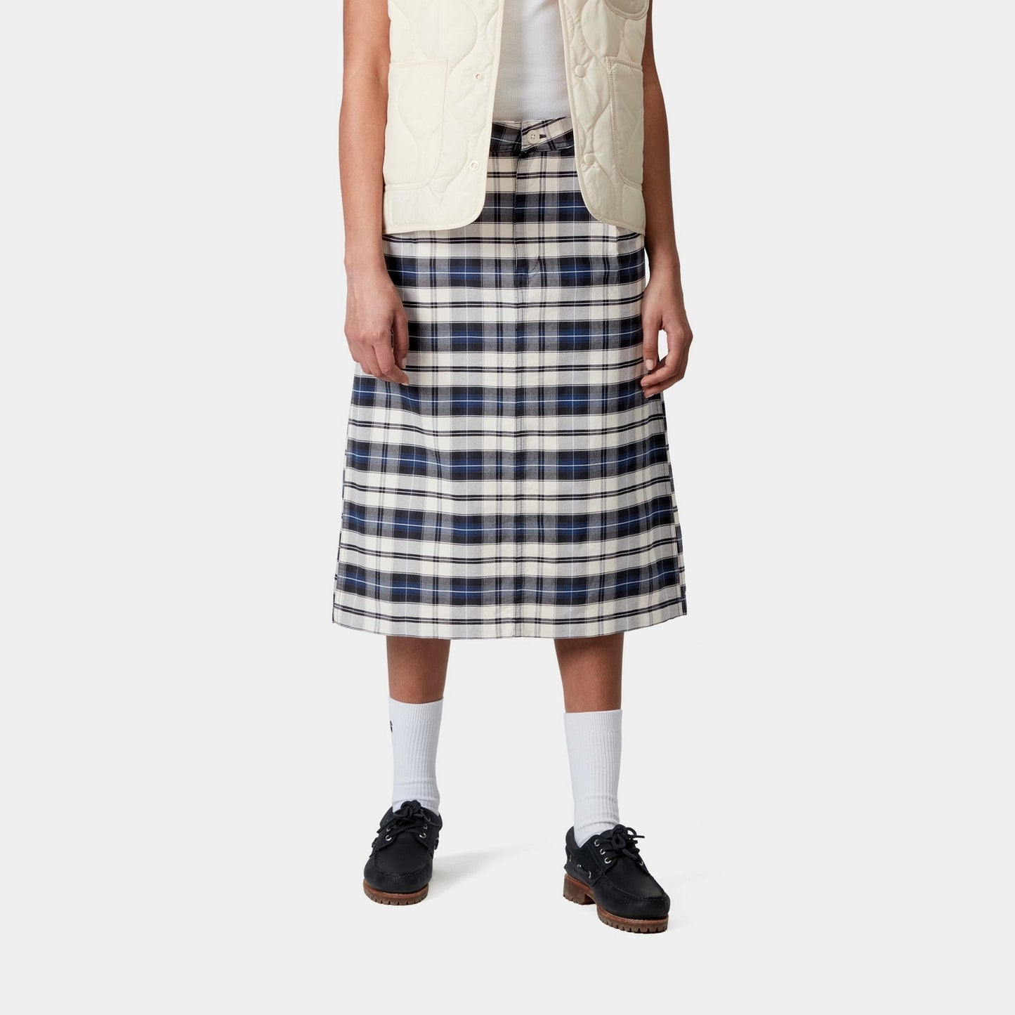 Tarbell Check Skirt | Dark Navy / White