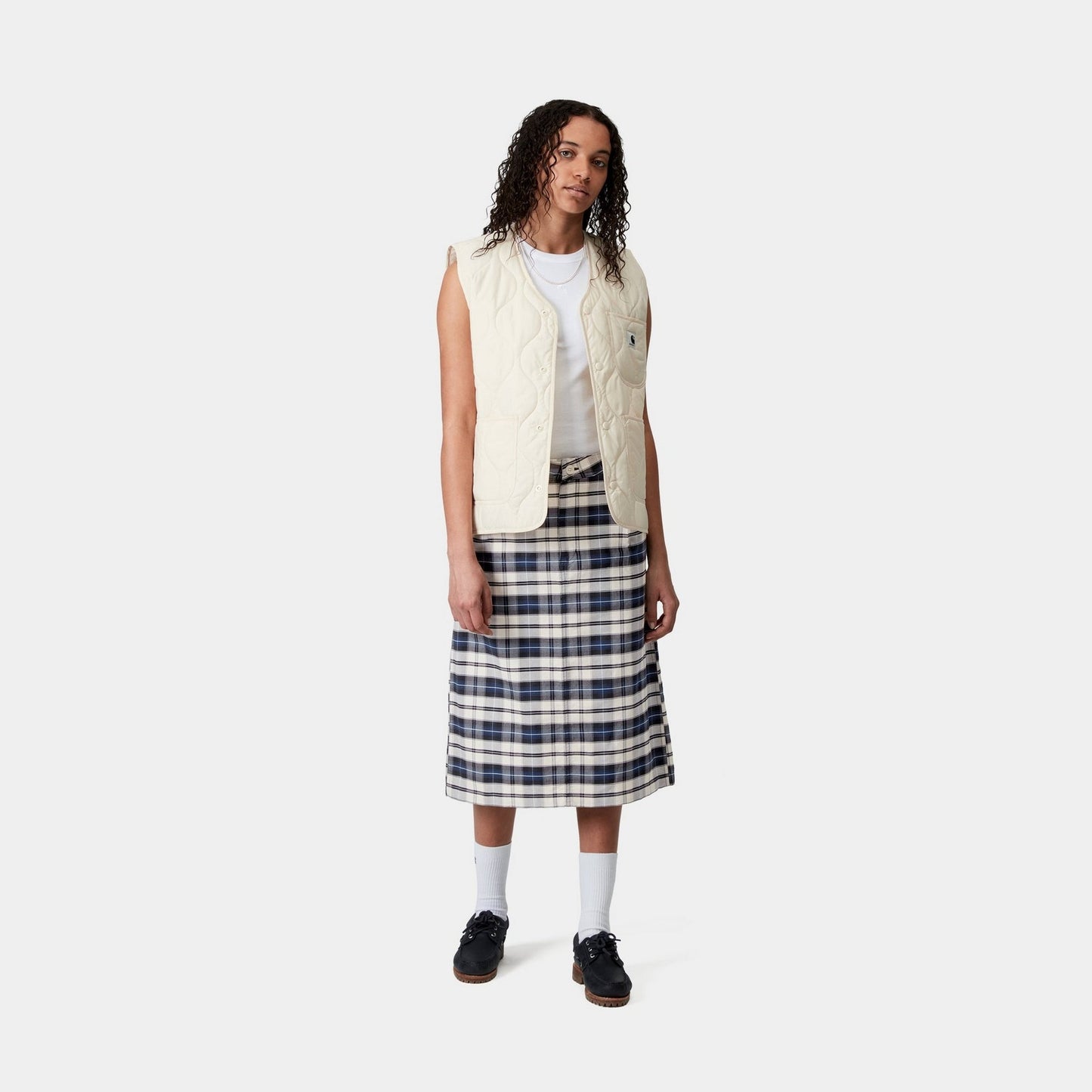 Tarbell Check Skirt | Dark Navy / White