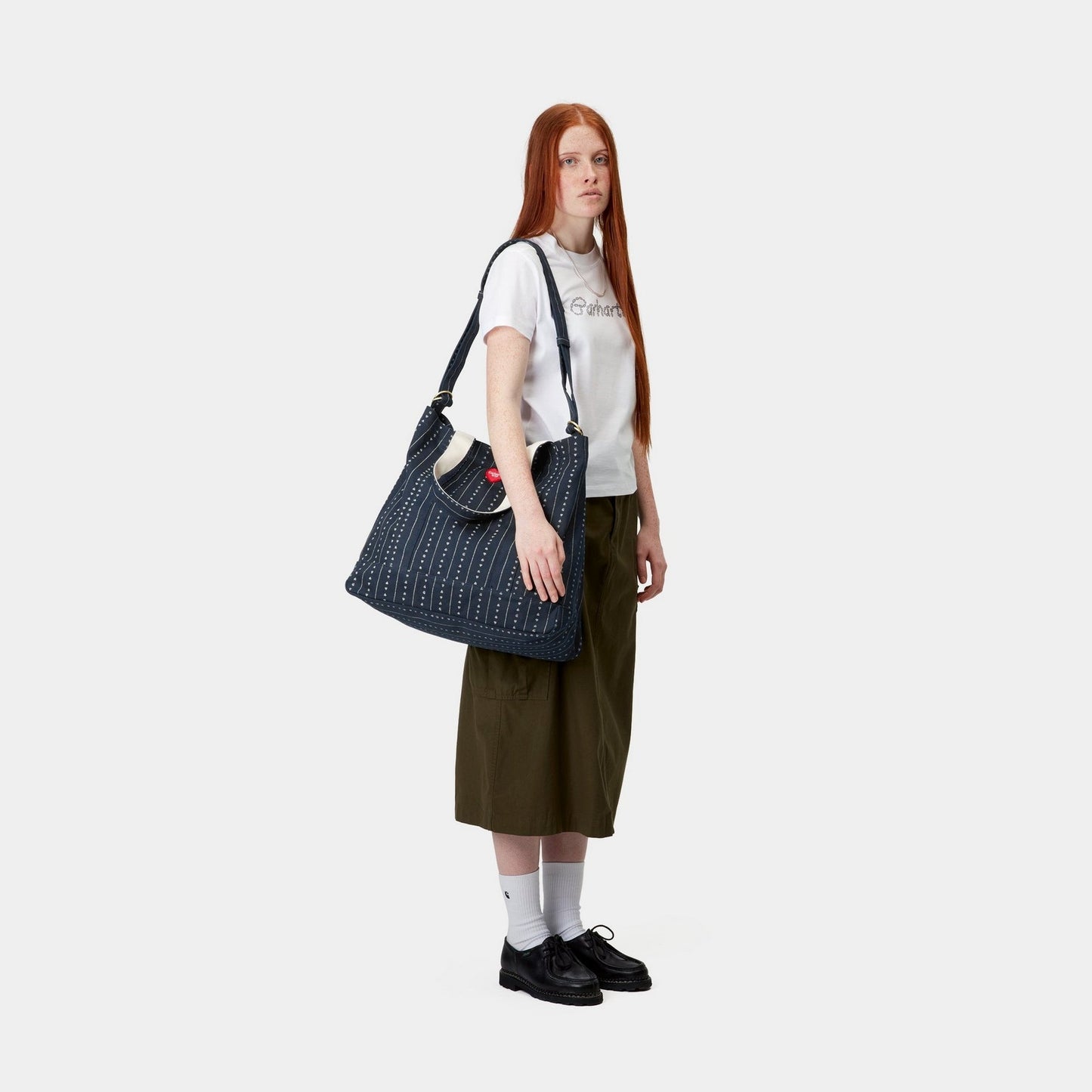 Drewe Tote | Ink / Natural Heart C Pinstripe