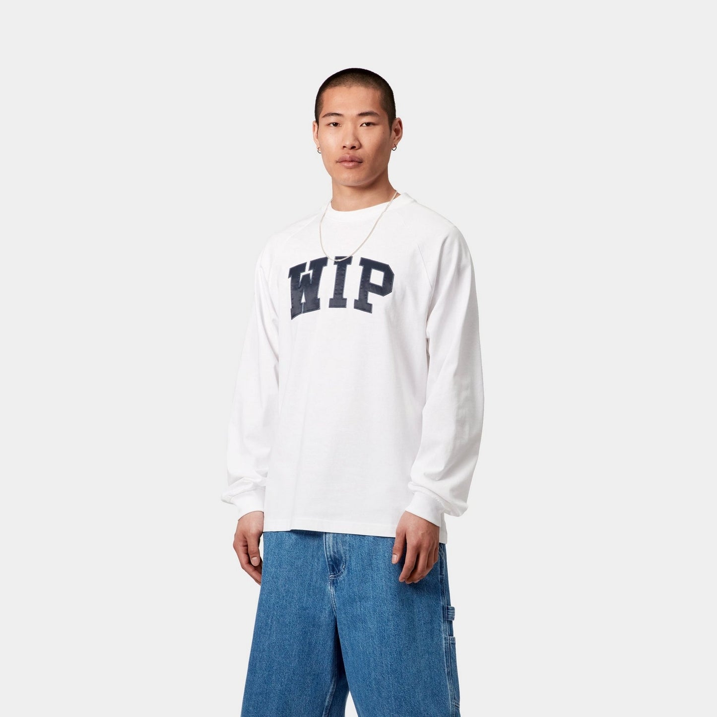 WIP Long Sleeve T-Shirt | White / Dusky Blue