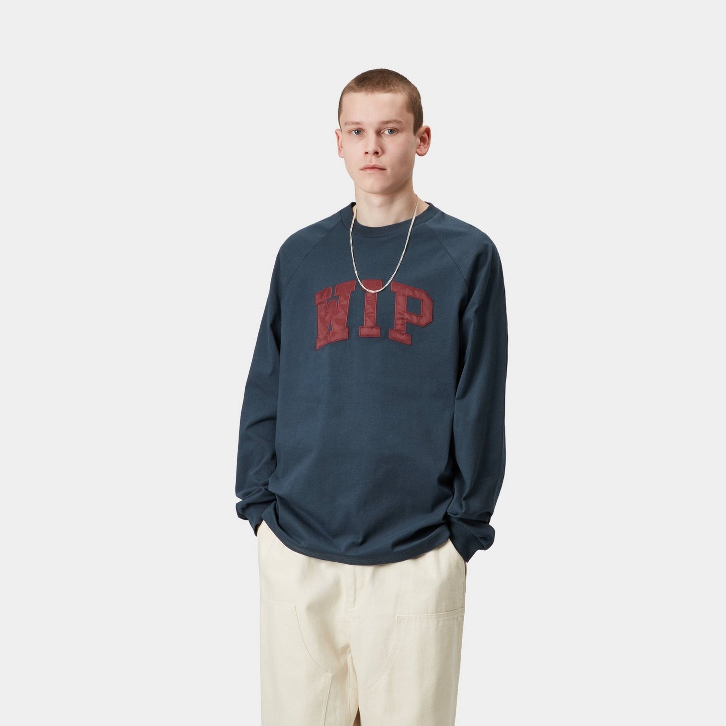 WIP Long Sleeve T-Shirt | Dusky Blue / Mulberry