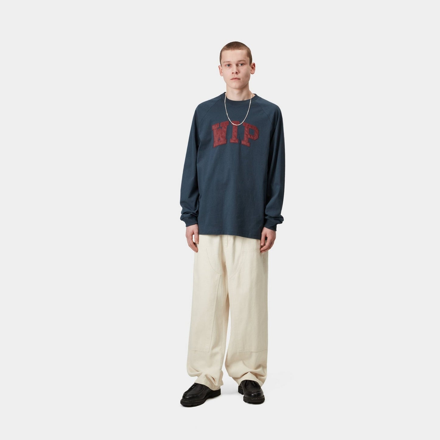 WIP Long Sleeve T-Shirt | Dusky Blue / Mulberry