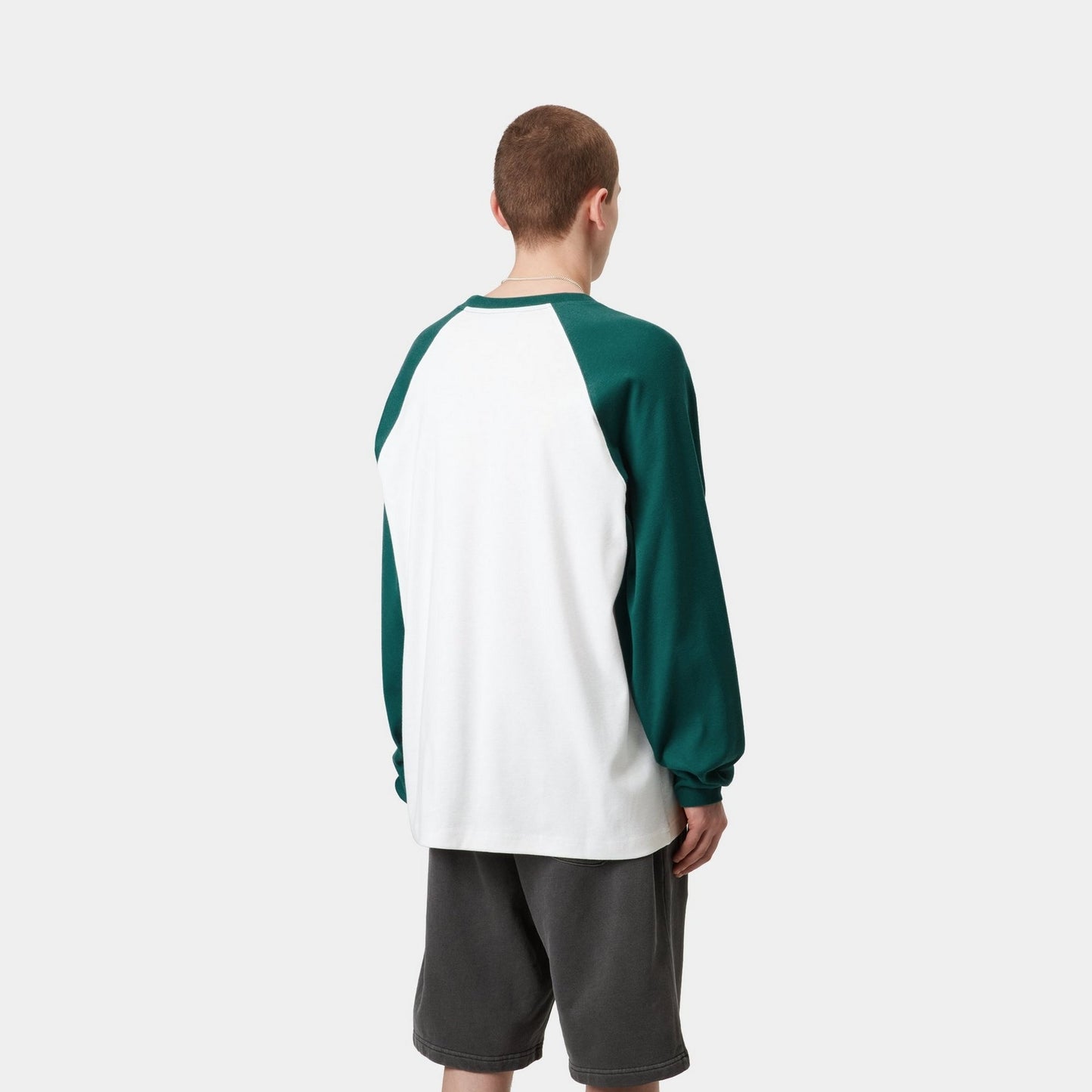 Flaming Ducks Baseball Long Sleeve T-Shirt | White / Rainforest