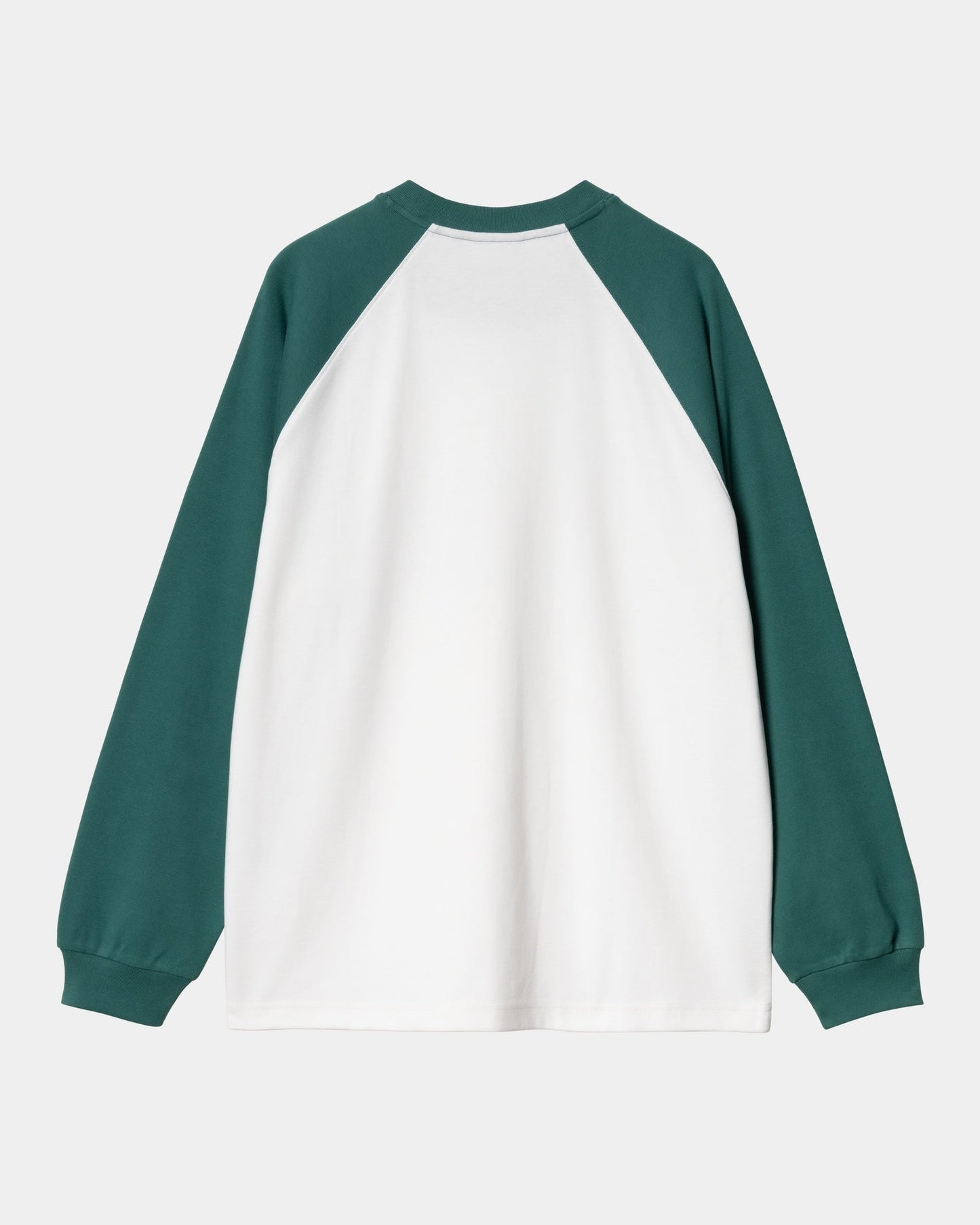 Flaming Ducks Baseball Long Sleeve T-Shirt | White / Rainforest
