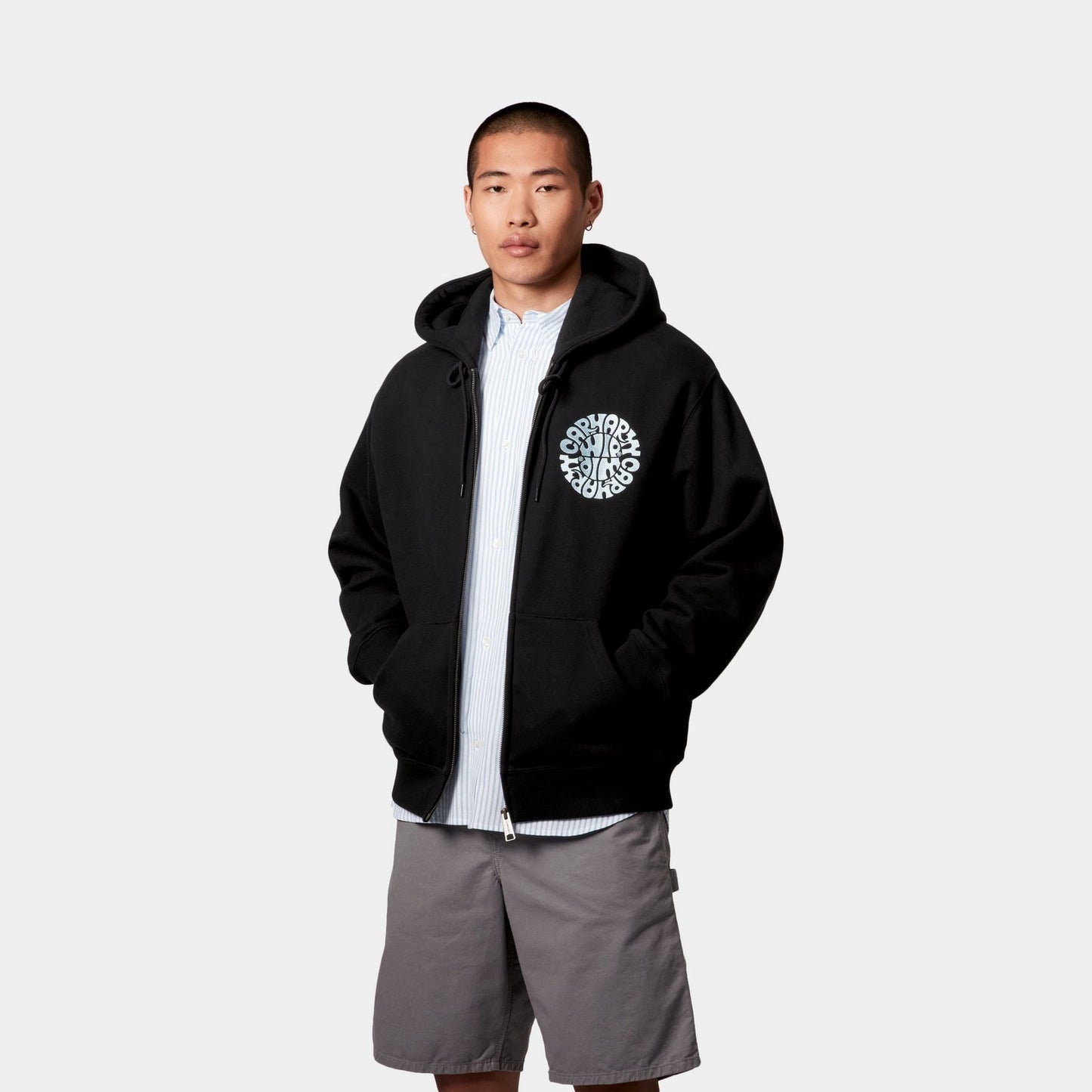 Hooded Jazzy Sweat Jacket | Black / Air Sky