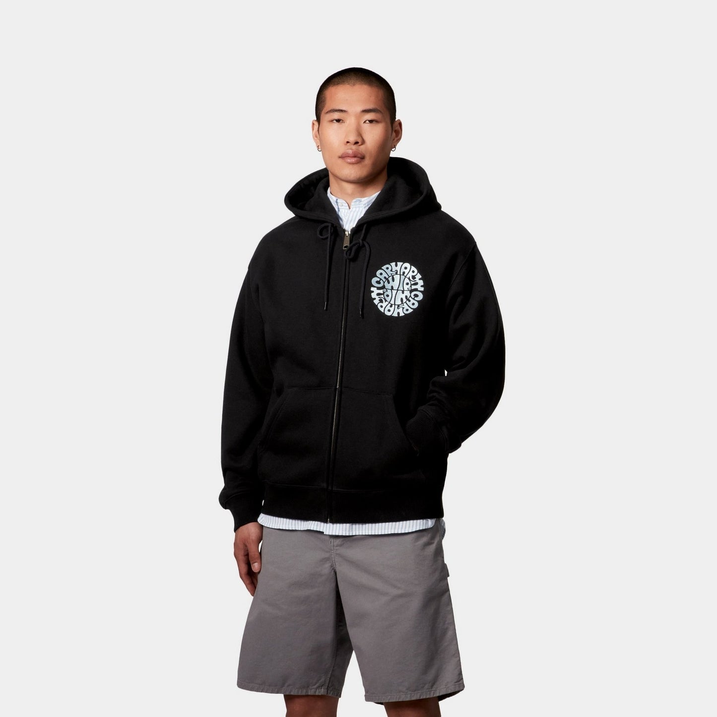 Hooded Jazzy Sweat Jacket | Black / Air Sky