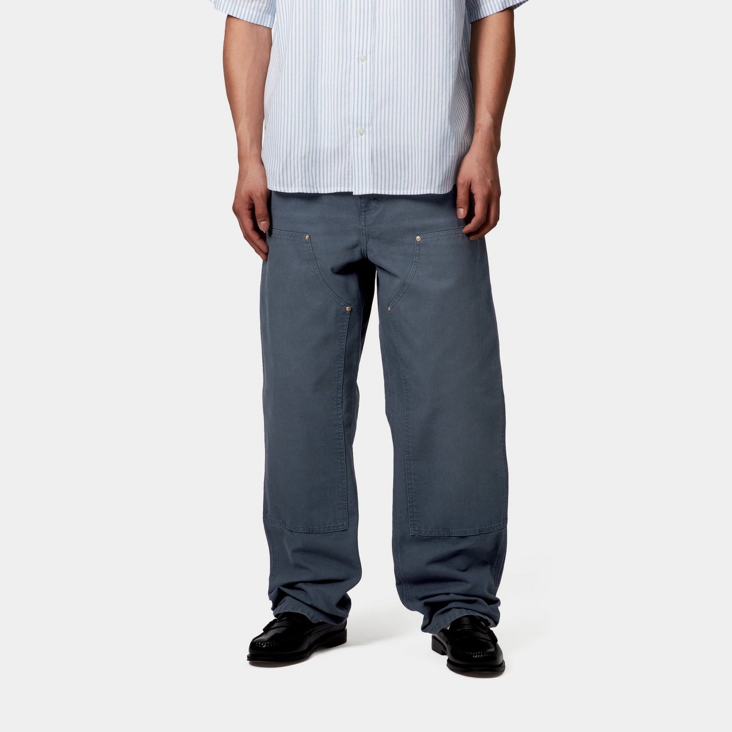 Double Knee Pant - Stone Canvas | Dusky Blue