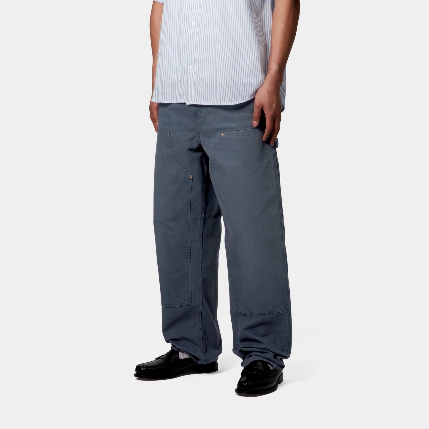 Double Knee Pant - Stone Canvas | Dusky Blue