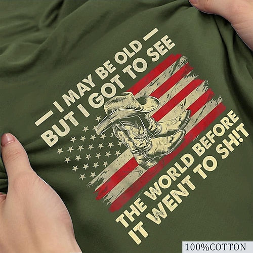 Letter Quotes & Sayings Eagle Sports Classic Casual Men's 100% Cotton Graphic T Shirt Black White Army Green Short Sleeve Crew Neck Shirt Summer Spring Clothing Apparel S M L XL XXL