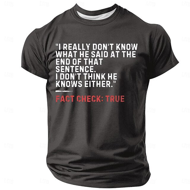 Men's T shirt Tee Letter Funny Crew Neck Clothing Apparel 3D Print Street Daily Short Sleeve Fashion Designer Military Style
