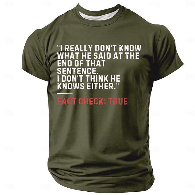 Men's T shirt Tee Letter Funny Crew Neck Clothing Apparel 3D Print Street Daily Short Sleeve Fashion Designer Military Style