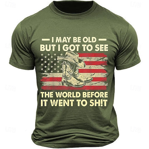 Letter Quotes & Sayings Eagle Sports Classic Casual Men's 100% Cotton Graphic T Shirt Black White Army Green Short Sleeve Crew Neck Shirt Summer Spring Clothing Apparel S M L XL XXL