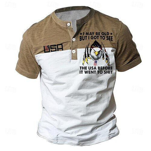 Letter Quotes & Sayings Eagle Sports Classic Casual Men's 100% Cotton Graphic T Shirt Black White Army Green Short Sleeve Crew Neck Shirt Summer Spring Clothing Apparel S M L XL XXL