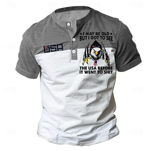 Letter Quotes & Sayings Eagle Sports Classic Casual Men's 100% Cotton Graphic T Shirt Black White Army Green Short Sleeve Crew Neck Shirt Summer Spring Clothing Apparel S M L XL XXL