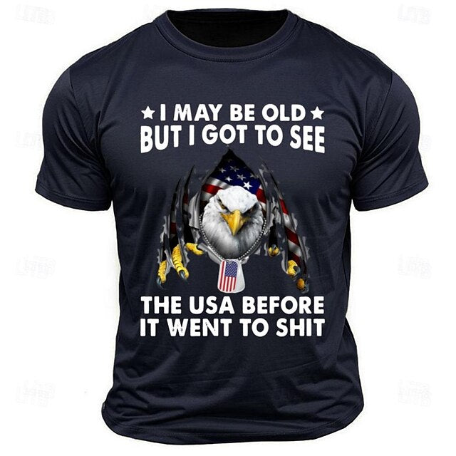 Letter Quotes & Sayings Eagle Sports Classic Casual Men's 100% Cotton Graphic T Shirt Black White Army Green Short Sleeve Crew Neck Shirt Summer Spring Clothing Apparel S M L XL XXL