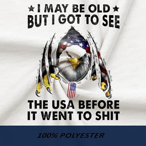 Letter Quotes & Sayings Eagle Sports Classic Casual Men's 100% Cotton Graphic T Shirt Black White Army Green Short Sleeve Crew Neck Shirt Summer Spring Clothing Apparel S M L XL XXL