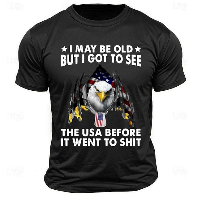 Letter Quotes & Sayings Eagle Sports Classic Casual Men's 100% Cotton Graphic T Shirt Black White Army Green Short Sleeve Crew Neck Shirt Summer Spring Clothing Apparel S M L XL XXL