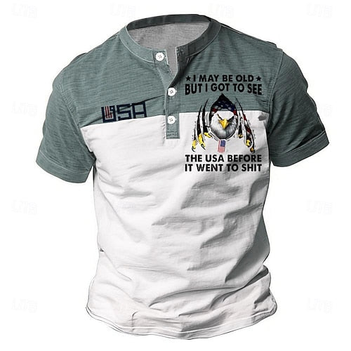 Letter Quotes & Sayings Eagle Sports Classic Casual Men's 100% Cotton Graphic T Shirt Black White Army Green Short Sleeve Crew Neck Shirt Summer Spring Clothing Apparel S M L XL XXL