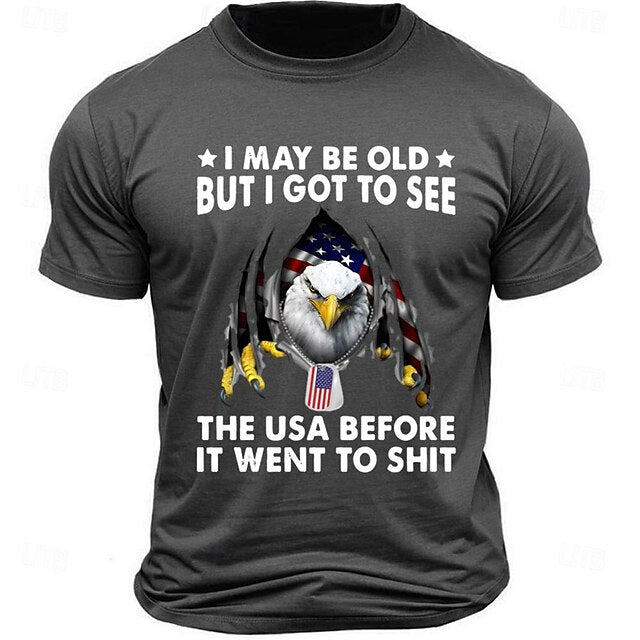 Letter Quotes & Sayings Eagle Sports Classic Casual Men's 100% Cotton Graphic T Shirt Black White Army Green Short Sleeve Crew Neck Shirt Summer Spring Clothing Apparel S M L XL XXL