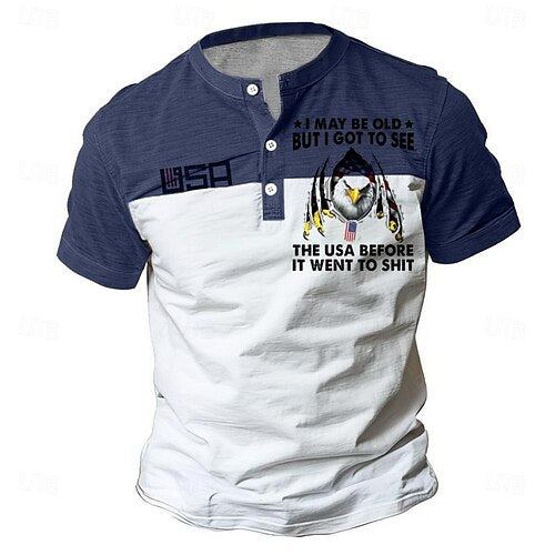 Letter Quotes & Sayings Eagle Sports Classic Casual Men's 100% Cotton Graphic T Shirt Black White Army Green Short Sleeve Crew Neck Shirt Summer Spring Clothing Apparel S M L XL XXL