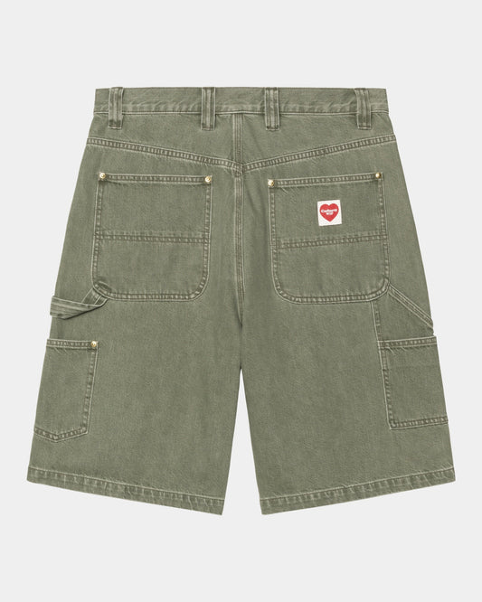 Nash Single Knee Long Short | Army Green (enzyme bleach washed)