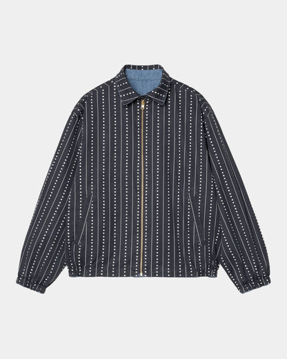 Hudson Reversible Jacket | Blue (stone washed) / Heart Pinstripe