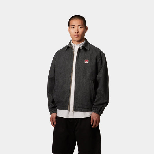 Hudson Reversible Jacket | Black (stone washed) / Heart Pinstripe