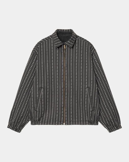 Hudson Reversible Jacket | Black (stone washed) / Heart Pinstripe