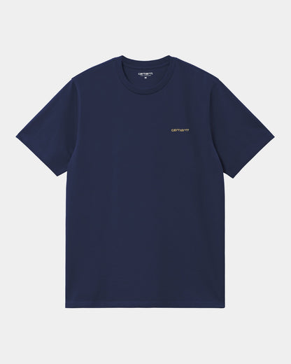 Script Embroidery T-Shirt | Ink / Air Yellow