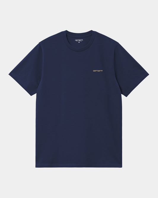 Script Embroidery T-Shirt | Ink / Air Yellow