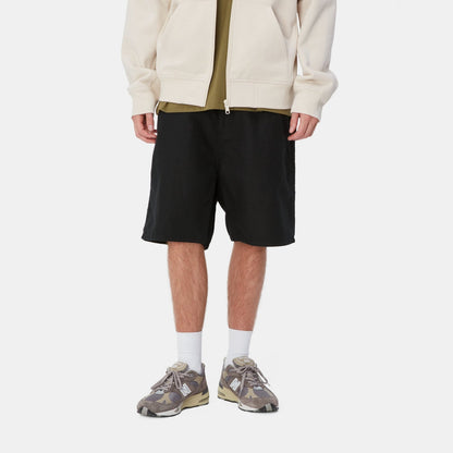 Walter Linen Single Knee Short | Black