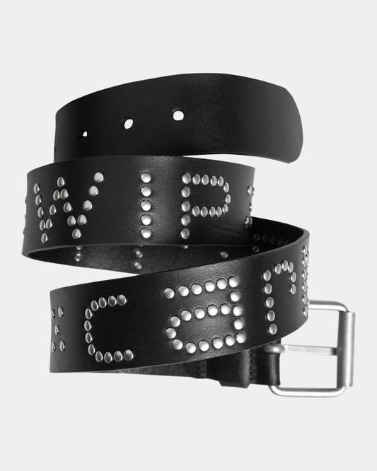 Script Studs Belt | Black / Silver