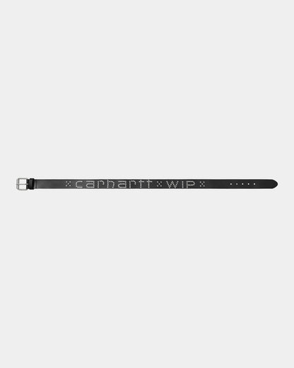 Script Studs Belt | Black / Silver
