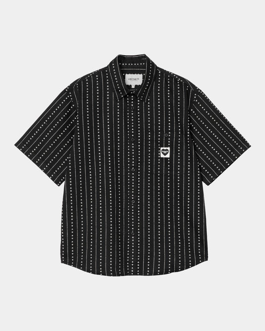 Drewe Shirt | Black / Natural Heart C Pinstripe