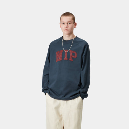 WIP Long Sleeve T-Shirt | Dusky Blue / Mulberry
