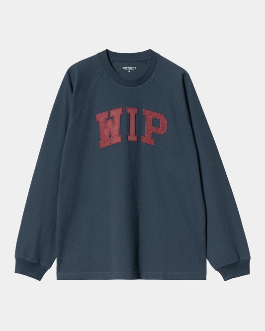 WIP Long Sleeve T-Shirt | Dusky Blue / Mulberry