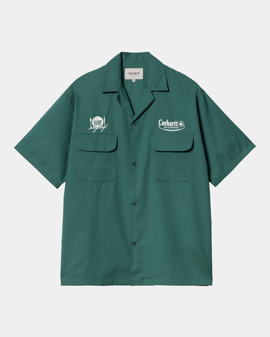Short Sleeve Deli Shirt | Rainforest / White