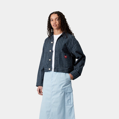 Women's Drewe Jacket | Ink / Natural Heart C Pinstripe