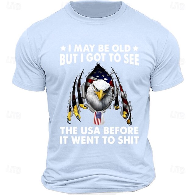 Letter Quotes & Sayings Eagle Sports Classic Casual Men's 100% Cotton Graphic T Shirt Black White Army Green Short Sleeve Crew Neck Shirt Summer Spring Clothing Apparel S M L XL XXL