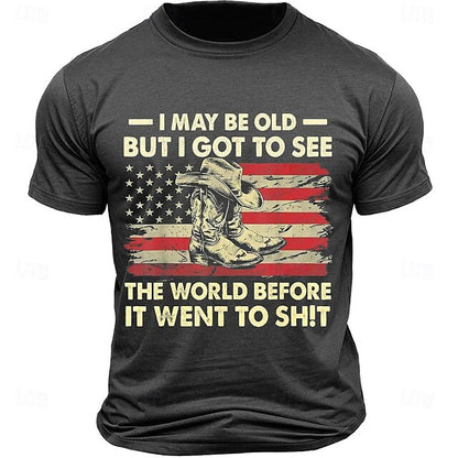 I May Be Old Men's Graphic Cotton T Shirt Sports Classic Shirt Short Sleeve Comfortable Tee Sports Outdoor Holiday Summer Fashion Designer Clothing